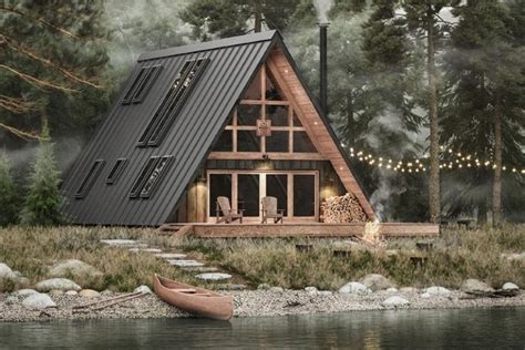 Zelf ontwerpen met het cabin-in-a-box bouwpakket | 2HB | Meer woningen, Huis met terras, Grote ramen