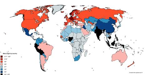 Male Height by Country (1260 x 646) : MapPorn