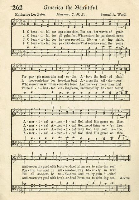 Sonday - America, the Beautiful - Antique Hymn Page Printable - Knick ...