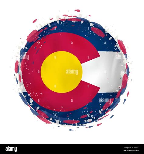 Round grunge flag of Colorado US state with splashes in flag color. Vector illustration Stock ...