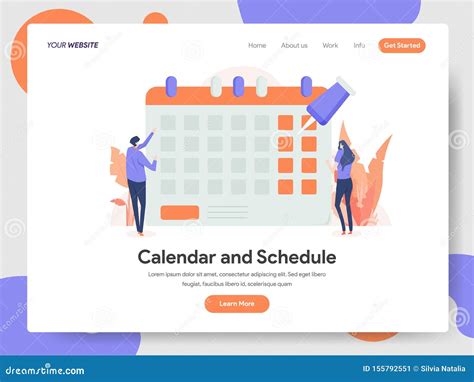 Landing Page Template of Calendar and Schedule Illustration Concept ...