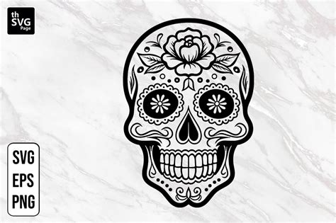 Halloween Sugar Skull with Flower SVG Graphic by thSVGpage · Creative ...