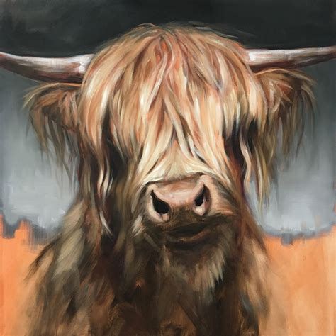 Highland Cow Painting, Highland Cow Art, Highland Cow Canvas, Scottish Highland Cow, Highland ...