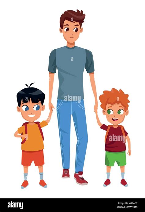 Family single parent with childrens cartoon Stock Vector Image & Art - Alamy