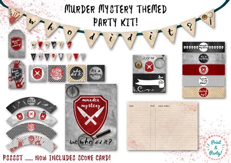 Murder Mystery Party Decor Kit Printable Home Decorations | Etsy