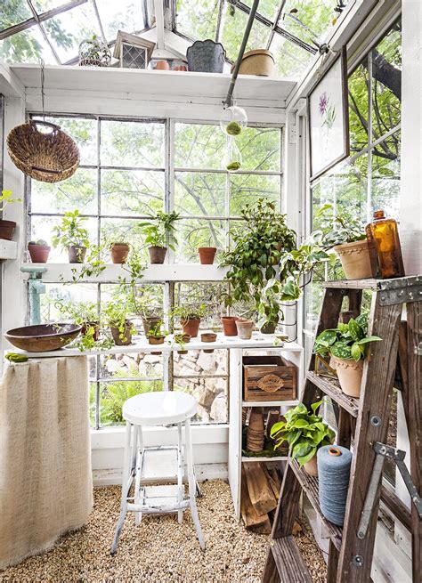 Deep window ledges that display terra-cotta pots were made by doubling up 2x4s. The verdant ...