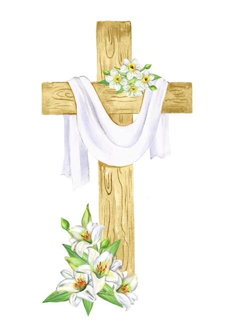 Watercolor Easter Cross Clipart. Wood Cross. | Easter cross, Easter images, Easter