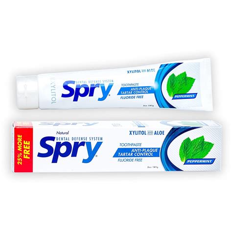 Spry Toothpaste (With Fluoride) Natural Peppermint, Anti-Cavity, 5 oz ...