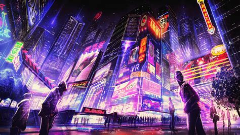 night, cyberpunk, futuristic city, artwork, digital art, concept art ...