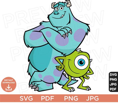 Disney Monsters Inc Svg Mike Wazowski Svg Sulley Svg Boo Inspire ...