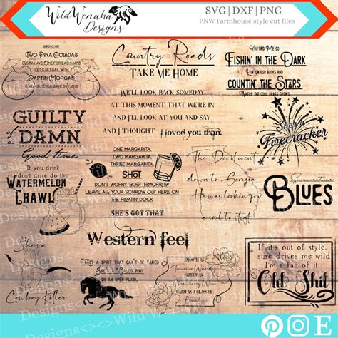 Country Music Svg Bundle Music Lyric Svg Png Dxf Clipart Cute Western Instant Download File - Etsy