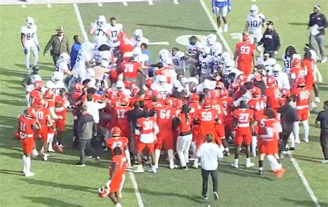 College Football Rivalry Game Ends In Huge Brawl On Field - Athlon Sports