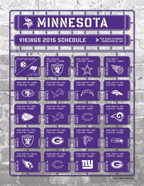 Minnesota Vikings Printable Schedule