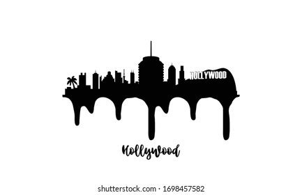 Hollywood Black Skyline Silhouette Vector Illustration Stock Vector ...