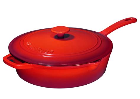 Enameled Cast Iron Skillet Deep Sauté Pan with Lid, 12 Inch, Fire Red | eBay