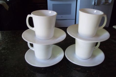 4 Just White Corelle Coffee/tea Cups Mugs 8 0oz. With 4 Saucers - Etsy