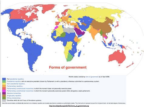 Forms of government around the world as of 2006 [1028x766] : r/MapPorn