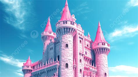 Stunning Pink Castle Tower Against A Blue Background In Duotone Created ...