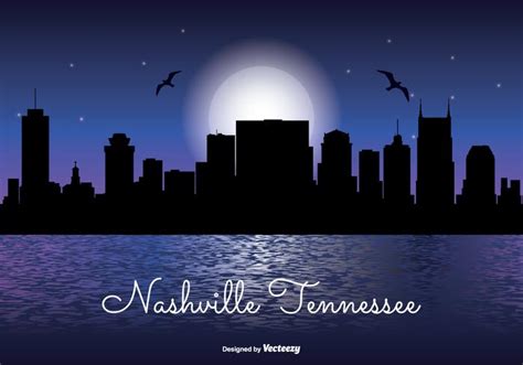 Nashville Tennessee Night Skyline - Download Free Vector Art, Stock ...