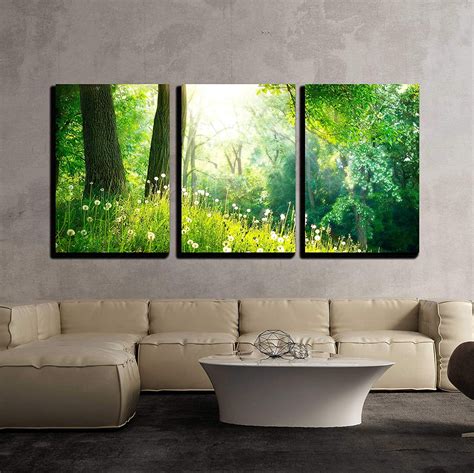 Wall26 - 3 Piece Canvas Wall Art - Spring Nature Beautiful Landscape ...