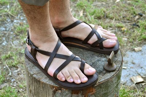 Brown leather sandals men sandals flat sandals strap