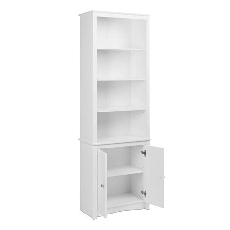 Prepac White Tall Bookcase with 2-Shaker Doors WSBH-0004-1 - The Home Depot