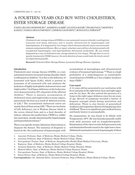 (PDF) A Fourteen Years Old Boy with Cholesterol Ester Storage Disease