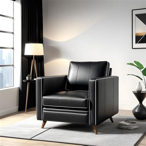 Premium AI Image | black leather armchair in a room with a wall and floor