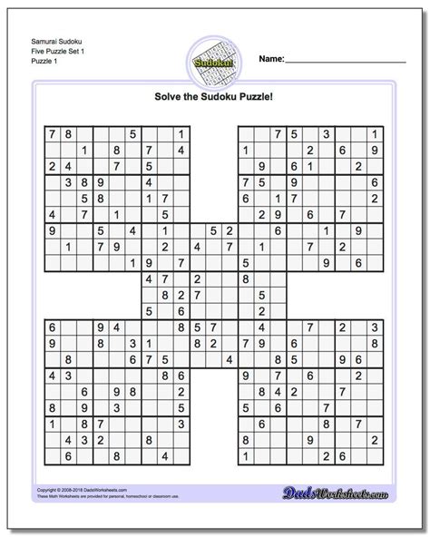 Sudoku Math Puzzles With Answers