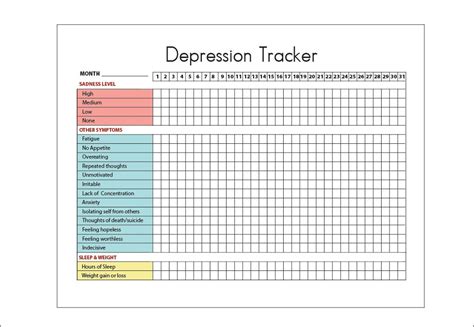 Depression Symptoms Tracker & Sleep and Weight Printable Diary