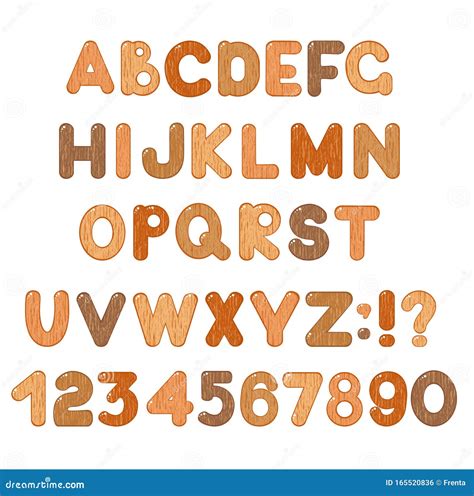 ABC Set of Latin Letters, Numbers and Symbols with Wooden Texture Stock Vector - Illustration of ...