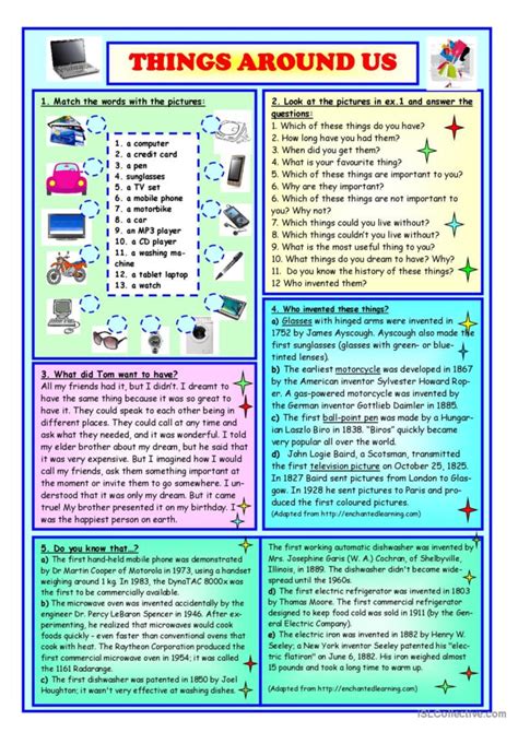 Things Around Us: English ESL worksheets pdf & doc