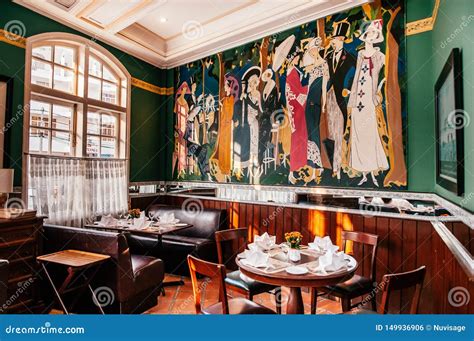 Vintage Classic Colonial Restaurant Dining Room with Wall Painting Editorial Photo - Image of ...