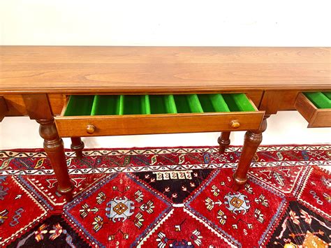 Bid Now: Cedar Large Dining Room Console Table on Eight Turned Legs and with Three Drawers. The ...