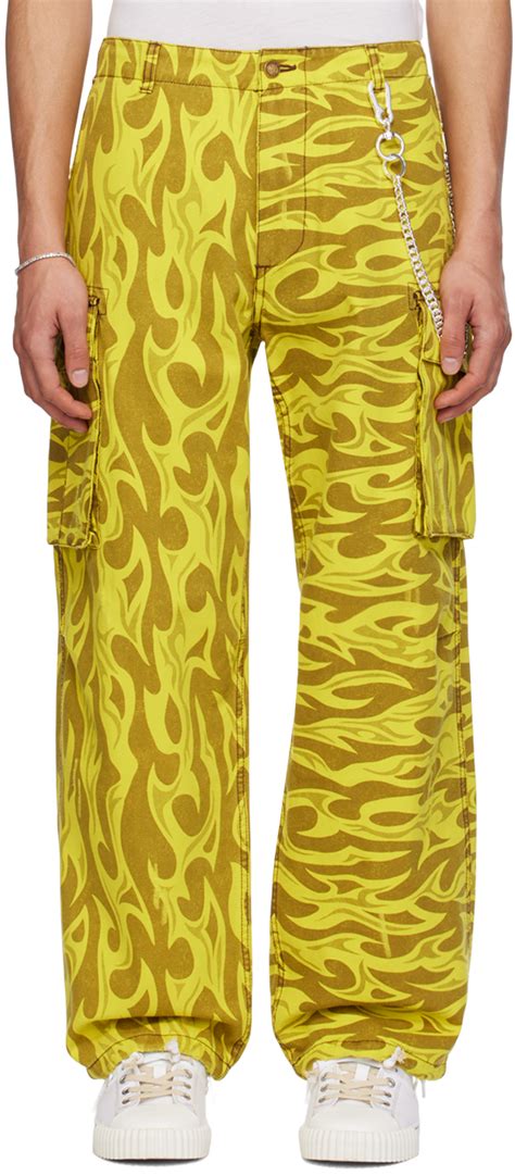 ERL: Yellow Printed Cargo Pants | SSENSE
