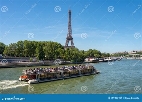 Bateau Mouche on the Seine River with Eiffel Tower in the Background Editorial Stock Image ...