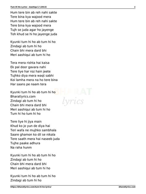 Tum Hi Ho Lyrics | PDF