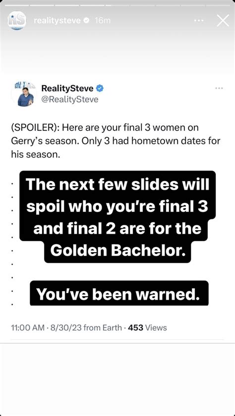 Reality Steve Golden Bachelor spoilers : r/thebachelor