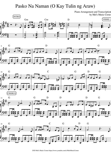 Felipe Padilla de Leon - Pasko Na Naman O Kay Tulin ng Araw (piano sheet music) by Mel's Music ...