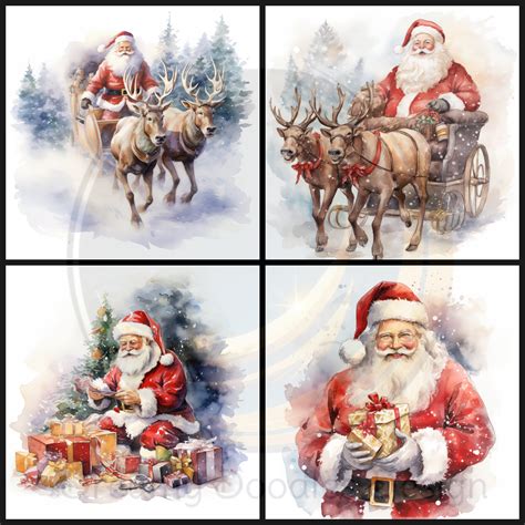 Watercolor Santa Claus Clipart - Etsy