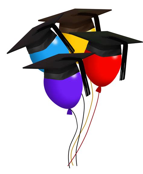 three balloons with graduation caps on them