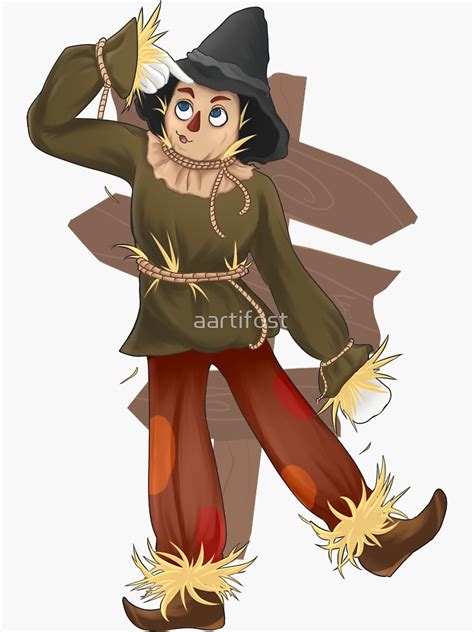 "Wizard of Oz: Scarecrow" Sticker by aartifost | Redbubble Scarecrow Drawing, Scarecrow Dress ...