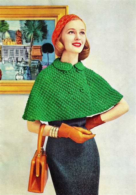 Vintage 50s Knitted "CAPELET" Swing Jacket PDF Pattern CAPE Retro Mode, Mode Vintage, Vintage ...