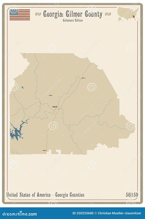 Map of Gilmer County in Georgia Stock Vector - Illustration of america ...