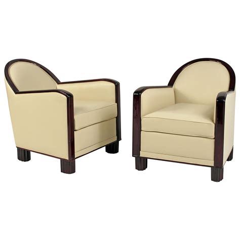 Pair of Art Deco Leather Club Chairs For Sale at 1stDibs