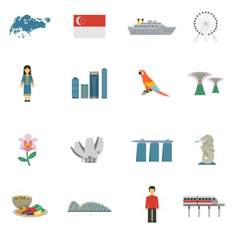 Singapore Culture Flat Icons Set 467148 Vector Art at Vecteezy