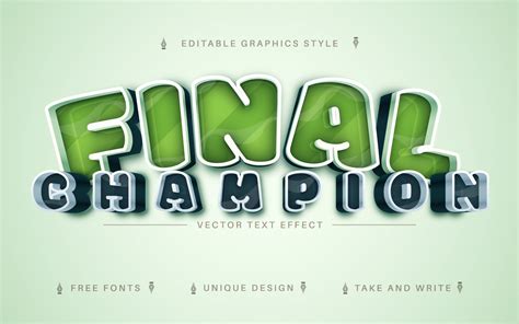 Champion - Editable Text Effect, Font Style, Graphics Illustration