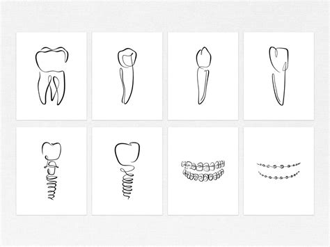 10 Dental Drawings Dentist Wall Art Set Dentistry Art Print - Etsy | Dentist art, Teeth art ...