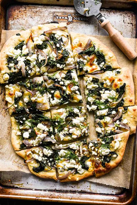 Spinach and Feta White Pizza - Cozy Cravings