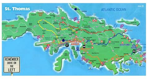 Road Map of St. Thomas | St thomas, St thomas resorts, Thomas